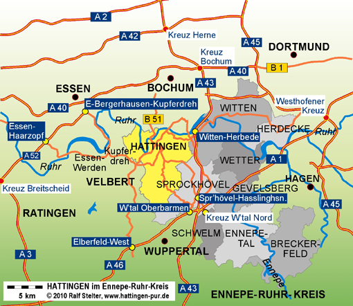 Hattingen im Ruhrgebiet Lage und Daten